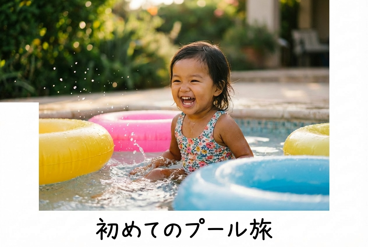 子供用プールで遊ぶ子供