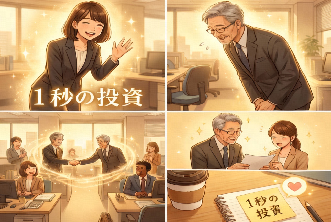 ビジネスマンが挨拶している様子